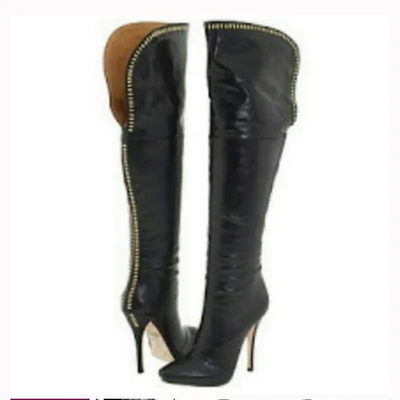 L.A.M.B. Julee Black Over the Knee Stiletto Boots