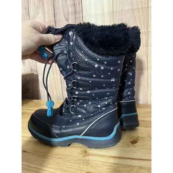 Lands End - Snow Boot: Blue with Silver Stars - Size 2M UK 1