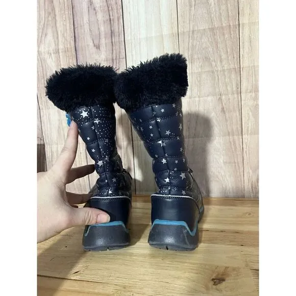 Lands End - Snow Boot: Blue with Silver Stars - Size 2M UK 1