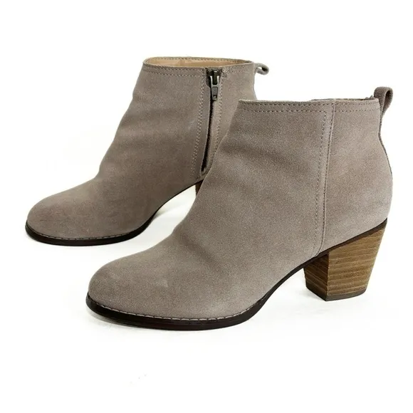 Lands End Suede Leather Side Zip Ankle Bootie Boots
