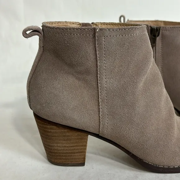 Lands End Suede Leather Side Zip Ankle Bootie Boots