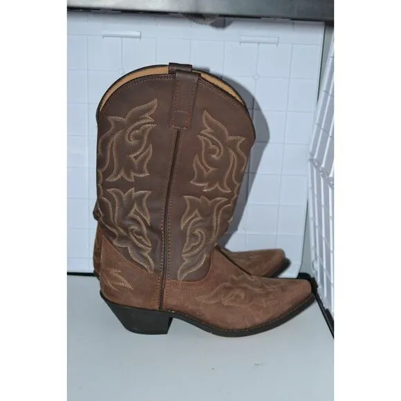 Laredo 5404 Women's Size‎ 8M Brown Leather Boots Lea Vamp Fox &amp; Front Shaft