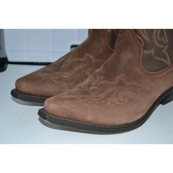 Laredo 5404 Women's Size‎ 8M Brown Leather Boots Lea Vamp Fox &amp; Front Shaft