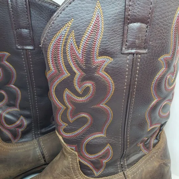 Laredo Lodi Stockman Mens Sz 10D Brown Leather Westen Boots Ranch Biker