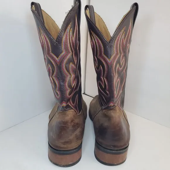 Laredo Lodi Stockman Mens Sz 10D Brown Leather Westen Boots Ranch Biker