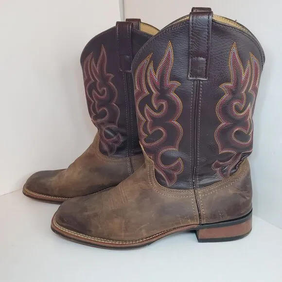 Laredo Lodi Stockman Mens Sz 10D Brown Leather Westen Boots Ranch Biker