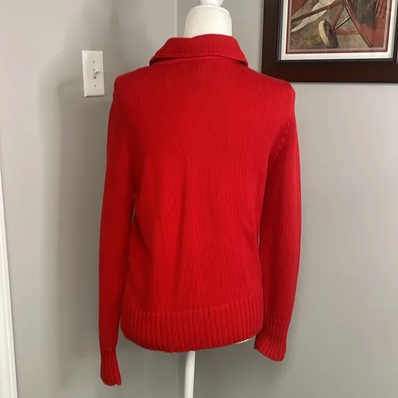 Lauren Jeans Co Ralph Lauren Hana Red Asymmetrical Zip Sweater Large NWT Cotton