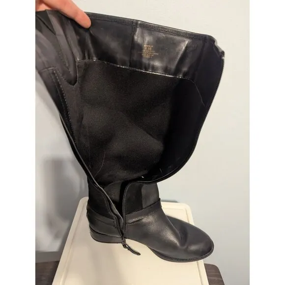 Lauren Ralph Lauren Marion Black Leather &amp; Suede Equestrian Style Boots Sz 6.5