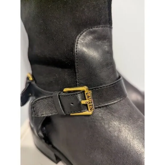 Lauren Ralph Lauren Marion Black Leather &amp; Suede Equestrian Style Boots Sz 6.5