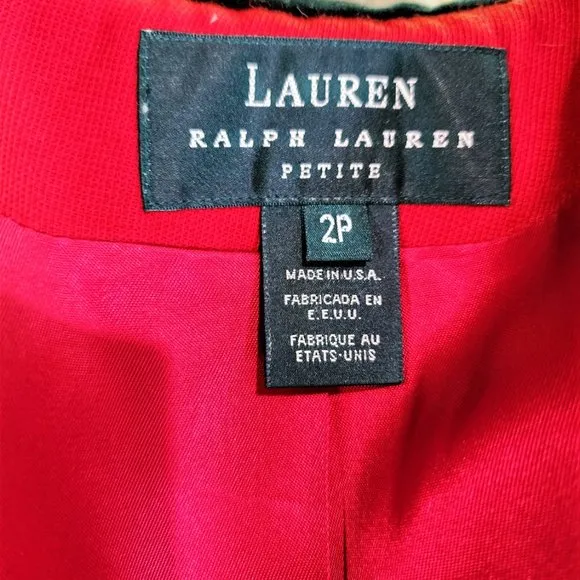 Lauren Ralph Lauren Vintage Scarlet Red Equestrian Riding Jacket Size 2 Petite