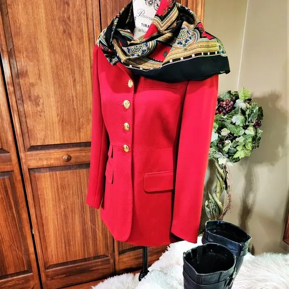 Lauren Ralph Lauren Vintage Scarlet Red Equestrian Riding Jacket Size 2 Petite