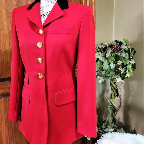 Lauren Ralph Lauren Vintage Scarlet Red Equestrian Riding Jacket Size 2 Petite