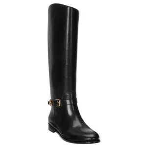 Lauren Ralph Lauren Womens Blayke Buckled Riding Boots US 8 Black Leather NIB