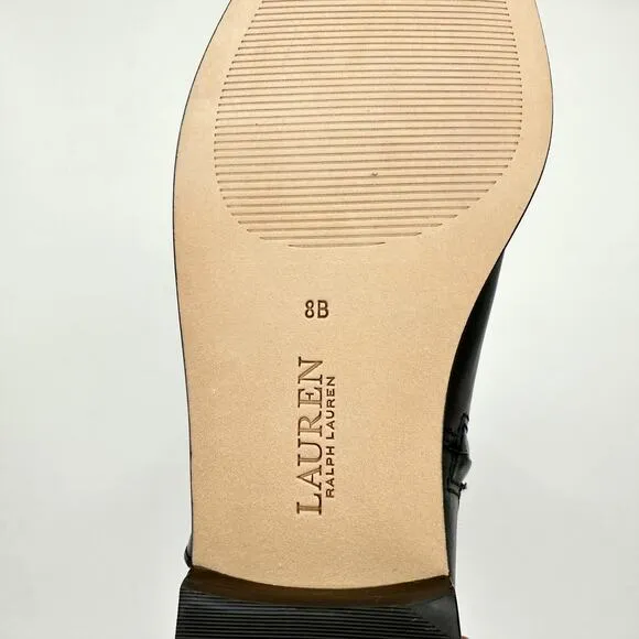 Lauren Ralph Lauren Womens Blayke Buckled Riding Boots US 8 Black Leather NIB