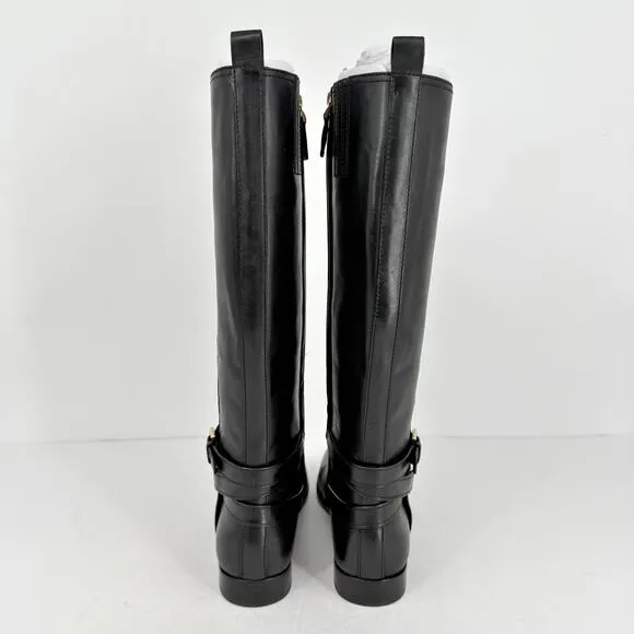 Lauren Ralph Lauren Womens Blayke Buckled Riding Boots US 8 Black Leather NIB