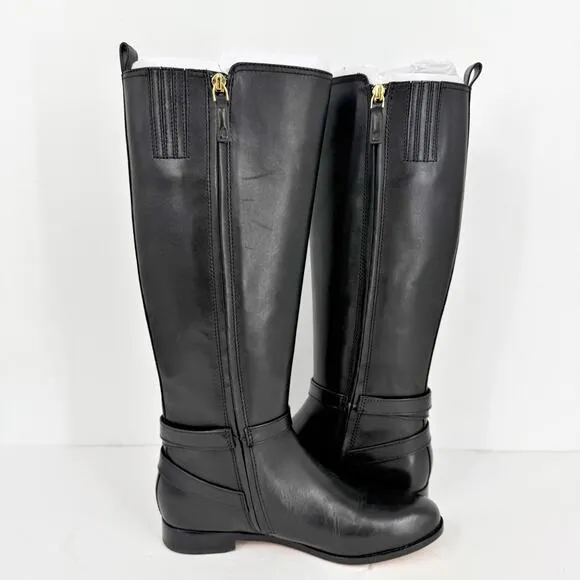 Lauren Ralph Lauren Womens Blayke Buckled Riding Boots US 8 Black Leather NIB