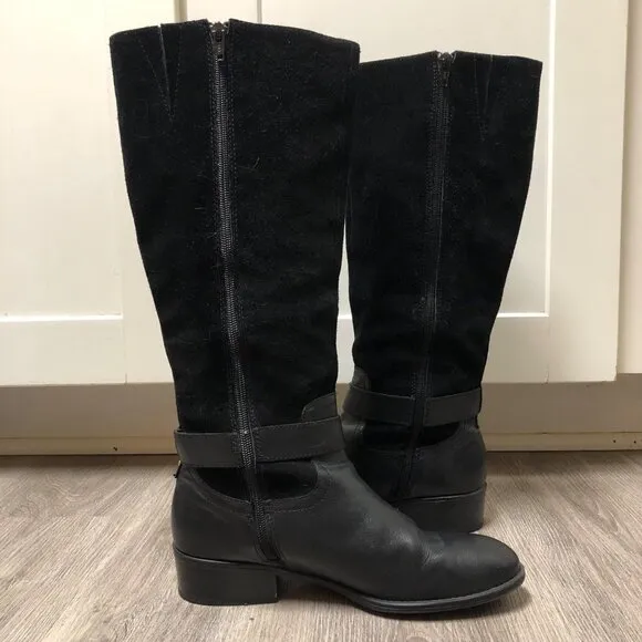 Lauren Ralph Lauren Women's Size 8 Micah Riding Boots Black Leather Suede