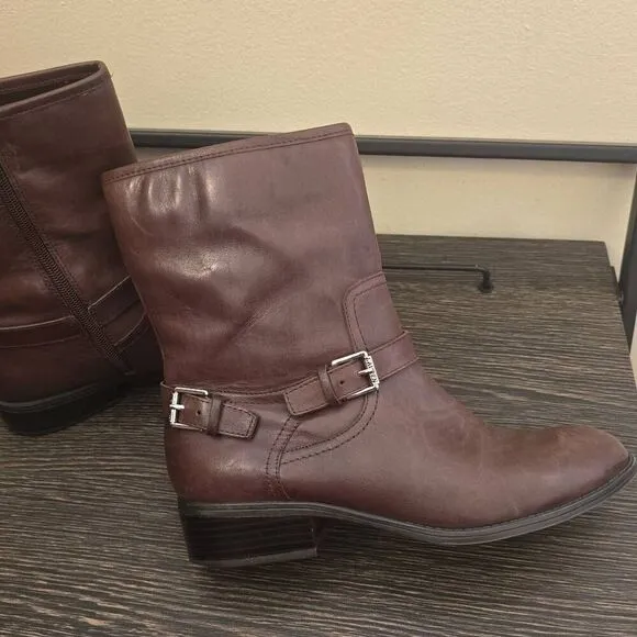 Lauren Ralph Lauren Boots Women Size 8B Brown Leather Mesi Ankle Equestrian Moto