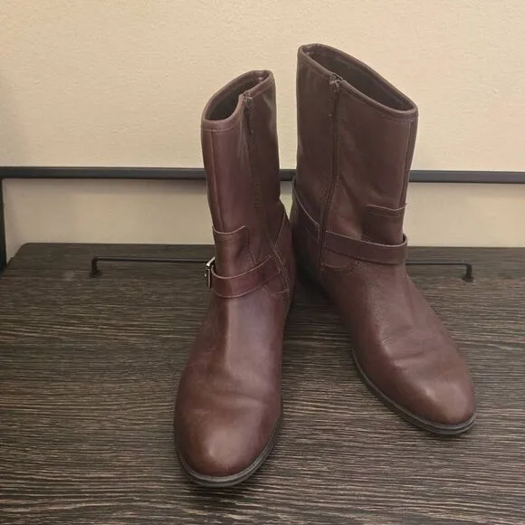 Lauren Ralph Lauren Boots Women Size 8B Brown Leather Mesi Ankle Equestrian Moto