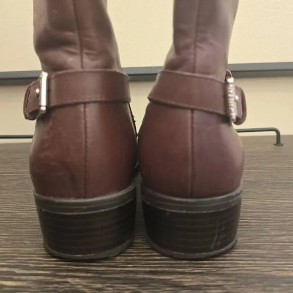 Lauren Ralph Lauren Boots Women Size 8B Brown Leather Mesi Ankle Equestrian Moto