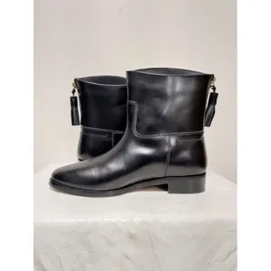 Lautrechose Equestrian Riding Back Zip Black Leather Ankle Bootie Size 7.5