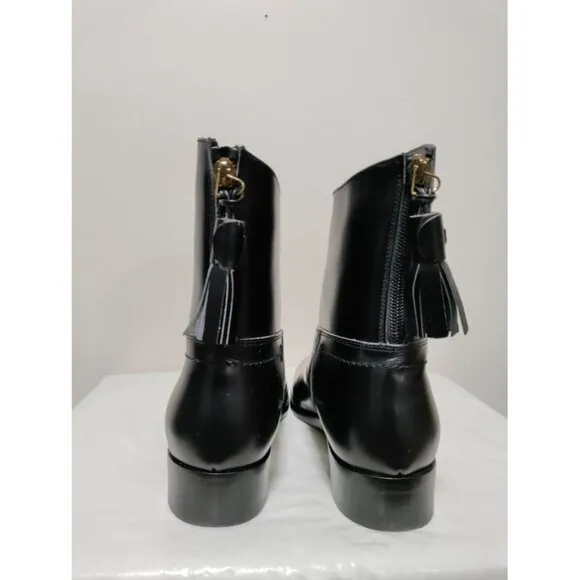 Lautrechose Equestrian Riding Back Zip Black Leather Ankle Bootie Size 7.5