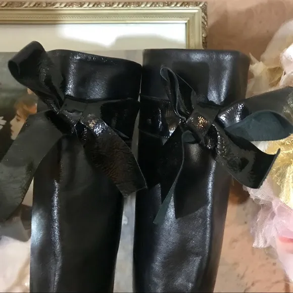LAVORAZIONE ARTIGIANA HANDCRAFTED ITALIAN BLACK LEATHER BOOTS WITH BOW (7)