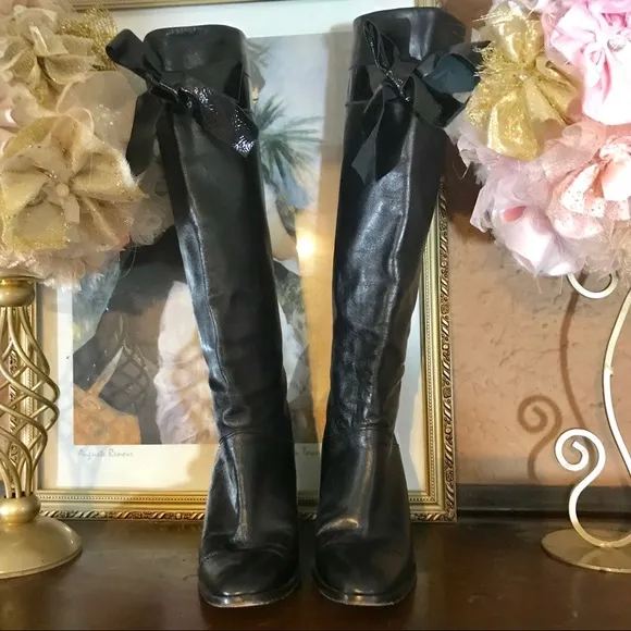 LAVORAZIONE ARTIGIANA HANDCRAFTED ITALIAN BLACK LEATHER BOOTS WITH BOW (7)