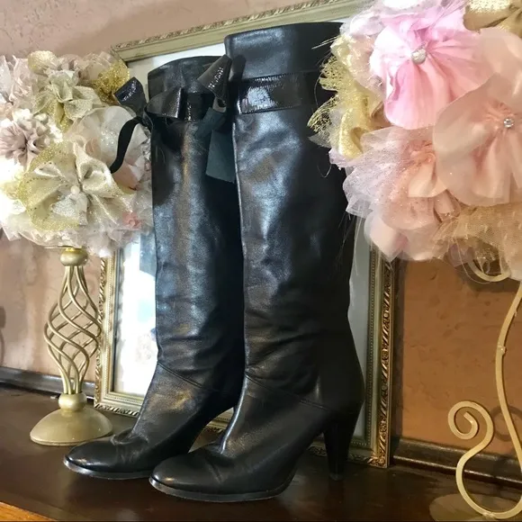 LAVORAZIONE ARTIGIANA HANDCRAFTED ITALIAN BLACK LEATHER BOOTS WITH BOW (7)