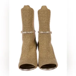Leather Trim Embellishment Sock Boots
