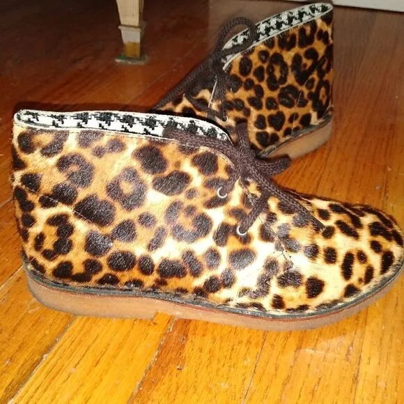 Leather Pony Hair ankle boots Cheetah print
