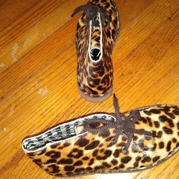 Leather Pony Hair ankle boots Cheetah print