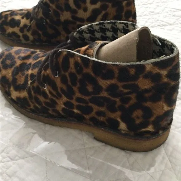 Leather Pony Hair ankle boots Cheetah print