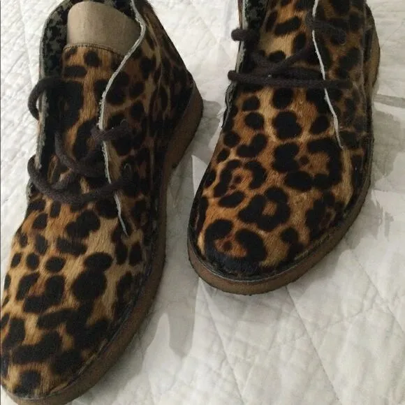 Leather Pony Hair ankle boots Cheetah print