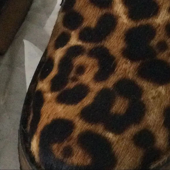 Leather Pony Hair ankle boots Cheetah print
