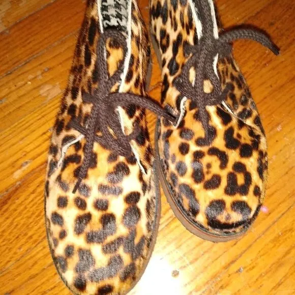 Leather Pony Hair ankle boots Cheetah print