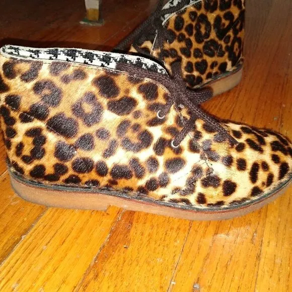Leather Pony Hair ankle boots Cheetah print