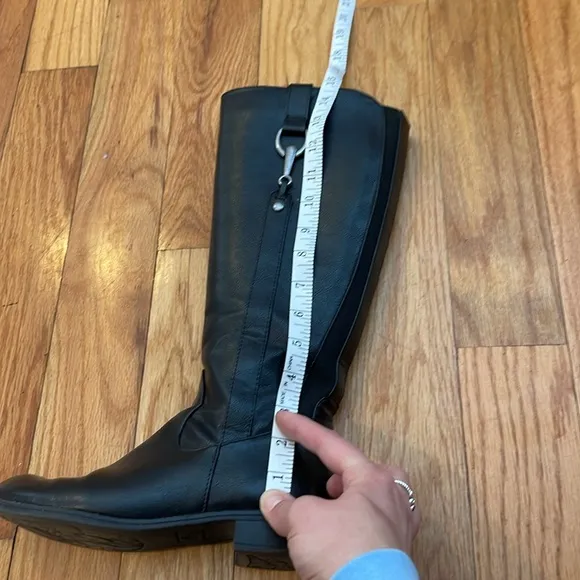 LIFE STRIDE Sikora Faux Leather Black Riding Silver Hardware Boots Size 6