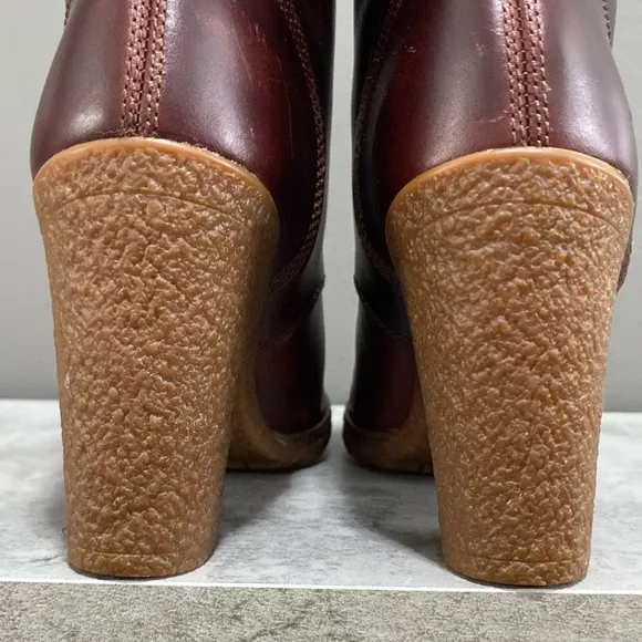 Like New!Timberland Glancy Lace Up High Heel Brown Leather Ankle Boots Size 6.5