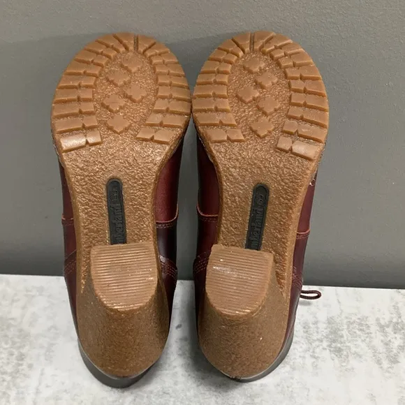 Like New!Timberland Glancy Lace Up High Heel Brown Leather Ankle Boots Size 6.5