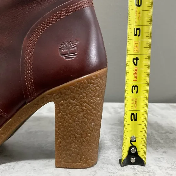 Like New!Timberland Glancy Lace Up High Heel Brown Leather Ankle Boots Size 6.5