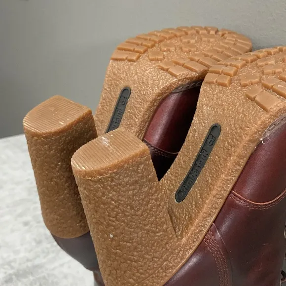 Like New!Timberland Glancy Lace Up High Heel Brown Leather Ankle Boots Size 6.5