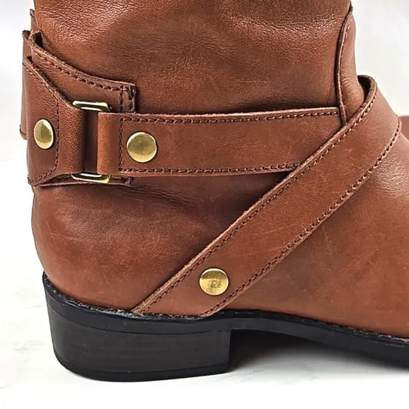 Liz Claiborne Brown Leather Round Toe Side Zip Knee High Equestrian Tall Boot