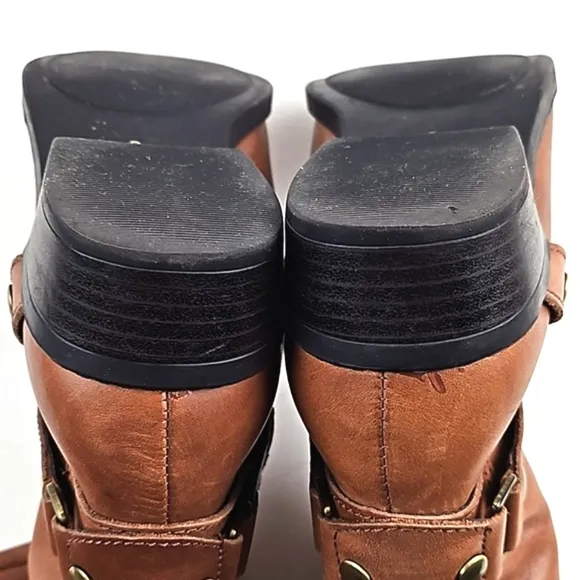 Liz Claiborne Brown Leather Round Toe Side Zip Knee High Equestrian Tall Boot
