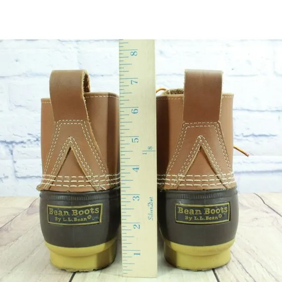 LL Bean Brown Leather Lace Up Round Toe Unlined Ankle Duck Boots Size 11 M