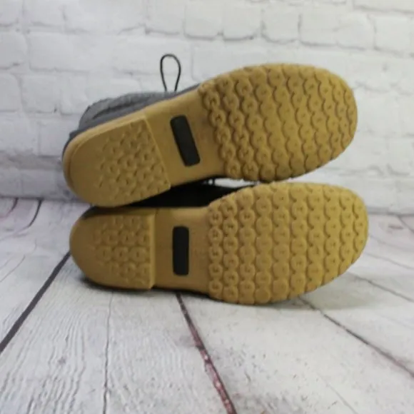 LL Bean Herringbone Gray Wool Shearling Lined Insulated Duck Boots 7 M