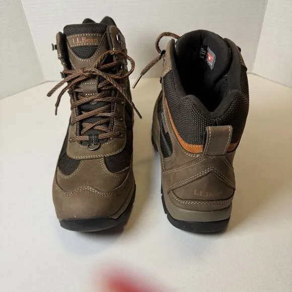 LL Bean Men Brown Suede Hiking Snow Boots with Arctic Grip, Mid Lace-Up, Size 11