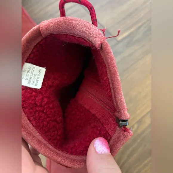 L.L. Bean Red Sherpa Suede Winter Boots Womens Size 6