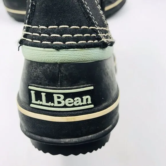 LL Bean Suede Lace-Up Duck Snow Boots Felt Lined 284882 Women Size 7 Med CLEAN