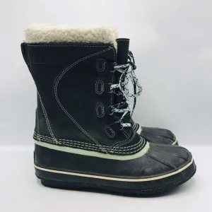 LL Bean Suede Lace-Up Duck Snow Boots Felt Lined 284882 Women Size 7 Med CLEAN
